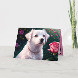 Tarjeta Colección de Perro y Rosa Hermosos