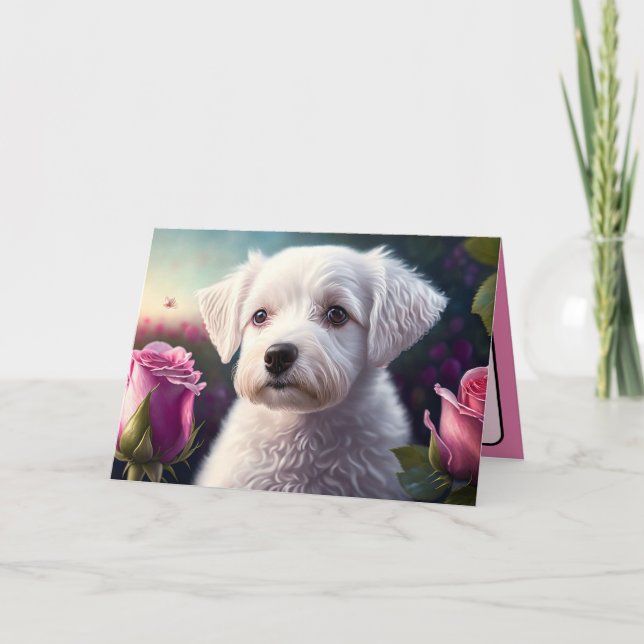 Tarjeta Colección De Perros Dulces Y rosas (Anverso)