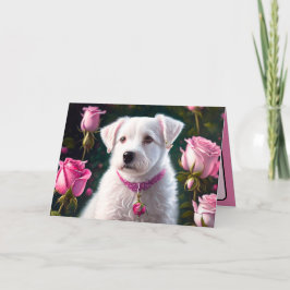 Tarjeta Colección De Perros Pequeños Y Rosas