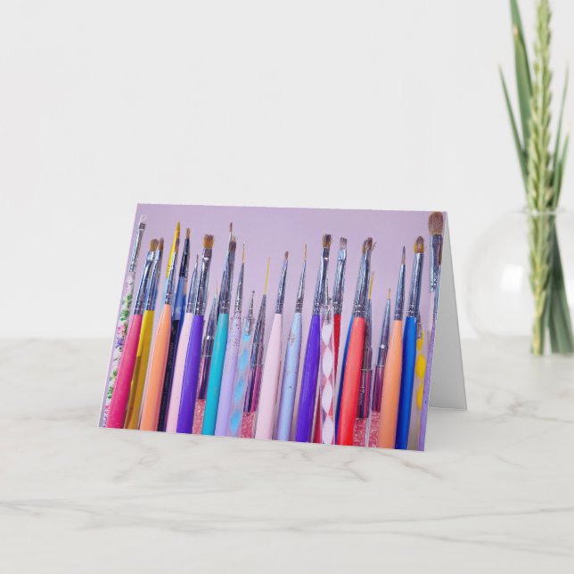Tarjeta Colección de pincel de arte de uñas de cumpleaños (Anverso)