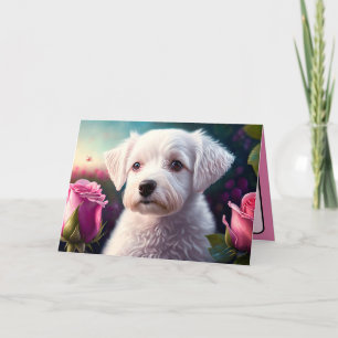 Tarjeta Colección de Rosas y Perro Dulce