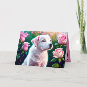 Tarjeta Colección de Rosas y Perro Hermoso