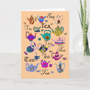 Tarjeta Colección de teteras antiguas (en blanco dentro)