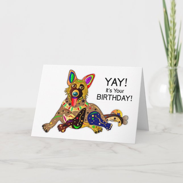 Tarjeta Colección del Pastor Alemán de Cumpleaños Kaleidos (Anverso)