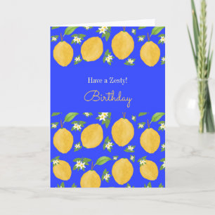 Tarjeta Colección Lemon Bloom azul estampado Cumpleaños