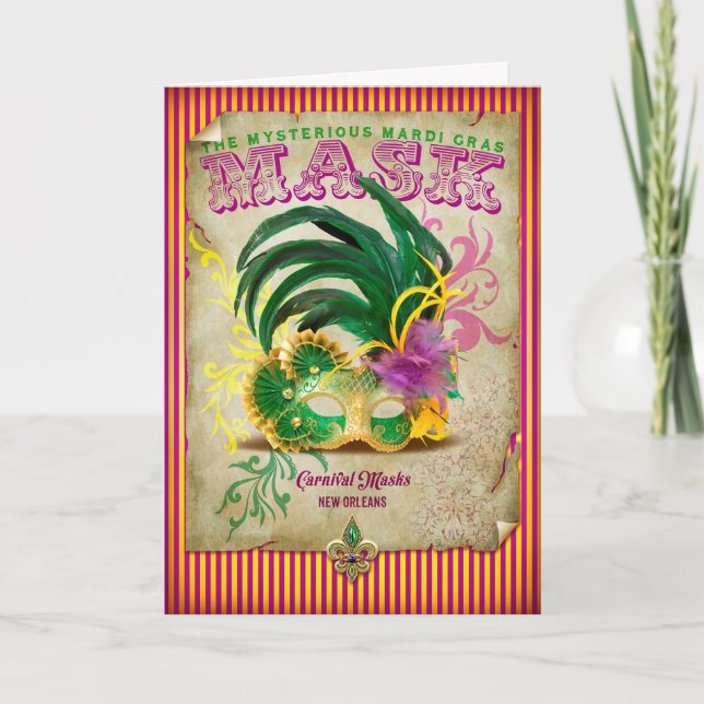 Tarjeta Colección NOLA Máscara de Mardi Gras (Anverso)