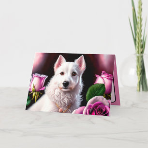 Tarjeta Colección Rosas y Perro Blanco