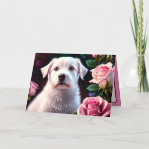 Tarjeta Colección Rosas y Perro Pequeño