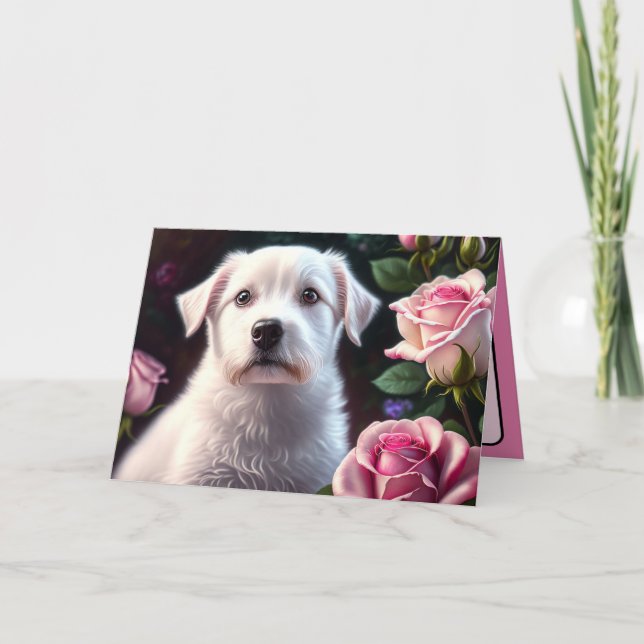Tarjeta Colección Rosas y Perro Pequeño (Anverso)
