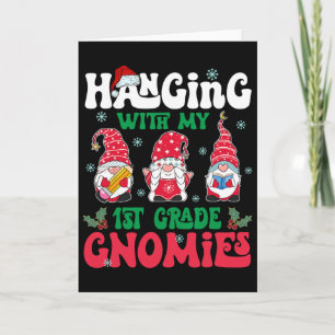 Tarjeta Colgando con mi gnomo de Navidad de 1er grado dive
