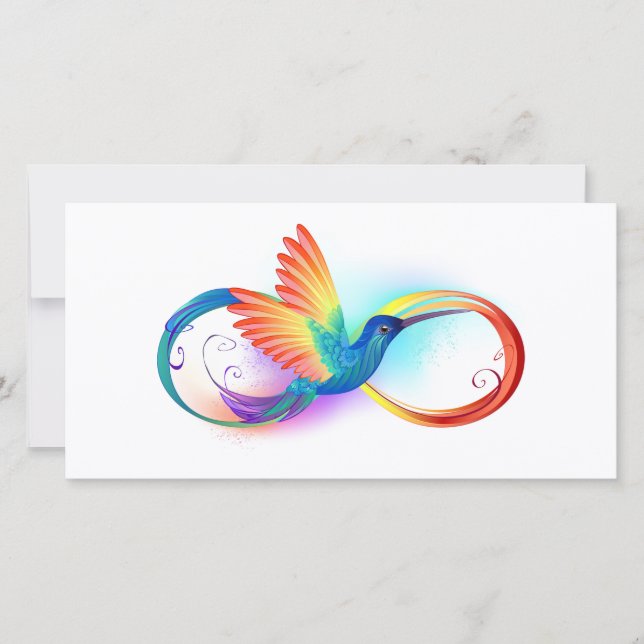 Tarjeta Colibrí arcoiris con símbolo Infinity (Anverso)