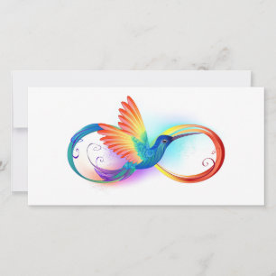 Tarjeta Colibrí arcoiris con símbolo Infinity