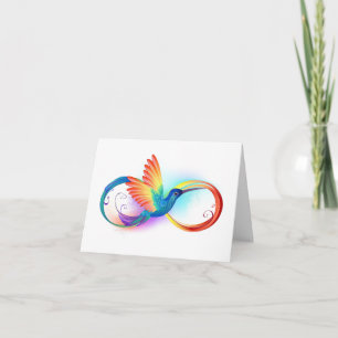 Tarjeta Colibrí arcoiris con símbolo Infinity