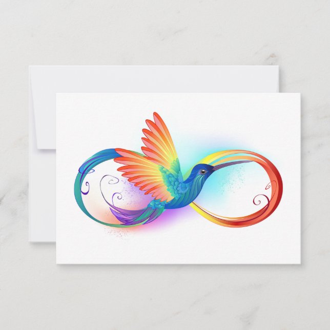 Tarjeta Colibrí arcoiris con símbolo Infinity (Anverso)
