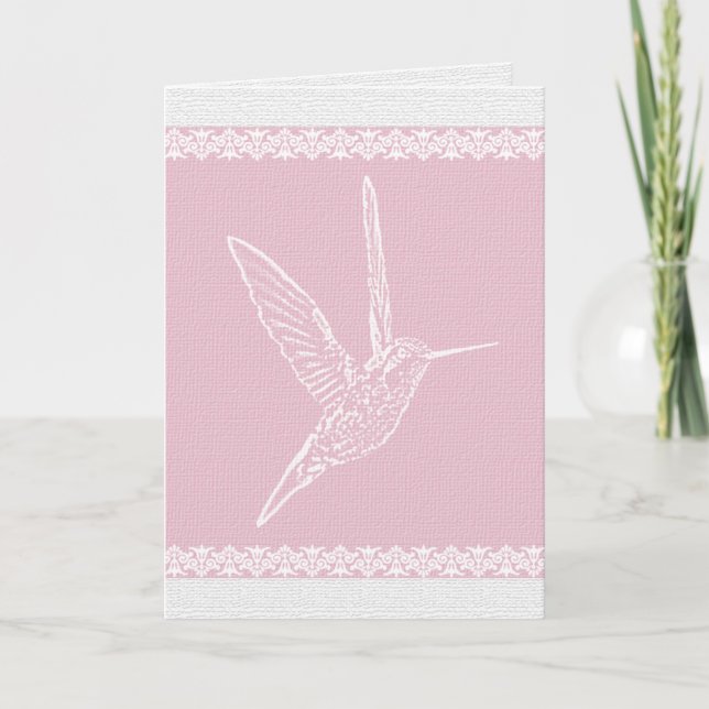Tarjeta Colibrí blanco y rosa (Anverso)