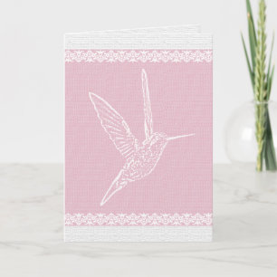 Tarjeta Colibrí blanco y rosa
