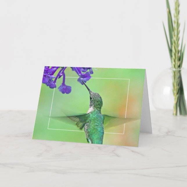 Tarjeta Colibrí con la lavanda de Mona (Anverso)