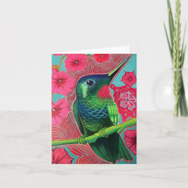 Tarjeta Colibrí con Petunias