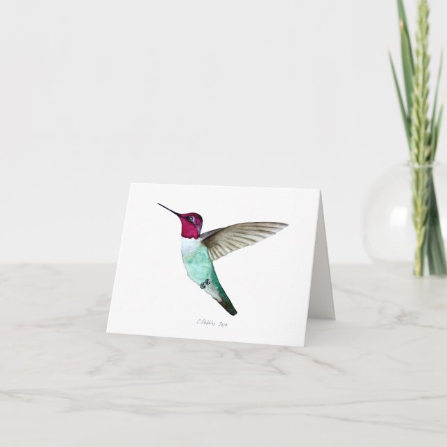 Tarjeta colibrí de Anna (Anverso)