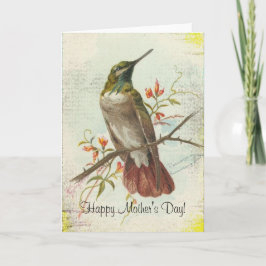 Tarjeta Colibrí del vintage, el día de madre