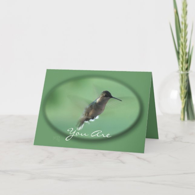 Tarjeta colibrí en vuelo gr- personalizar en cualquier oca (Anverso)