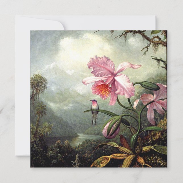 Tarjeta Colibrí Encaramado, arte fino, (Anverso)