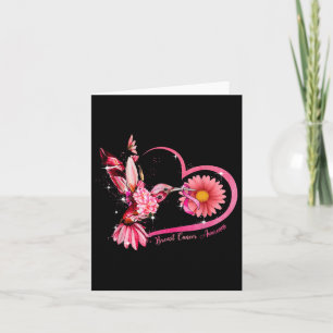 Tarjeta Colibrí Girasol Cinta Rosa Conciencia del Cáncer d