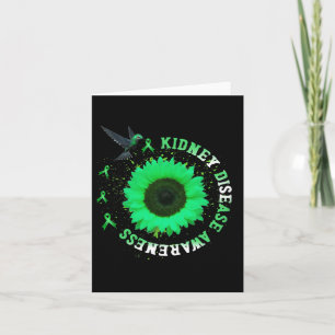 Tarjeta Colibrí Girasol Cinta Verde Enfermedad Renal 