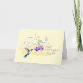 Tarjeta Colibrí inspirador y mariposa