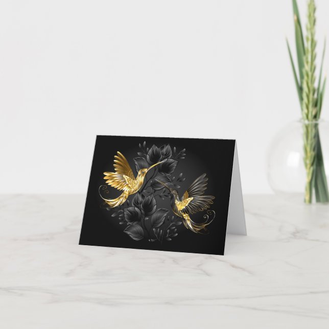Tarjeta Colibrí negro y dorado (Anverso)