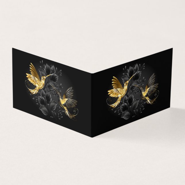 Tarjeta Colibrí negro y dorado (Exterior)