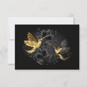 Tarjeta Colibrí negro y dorado
