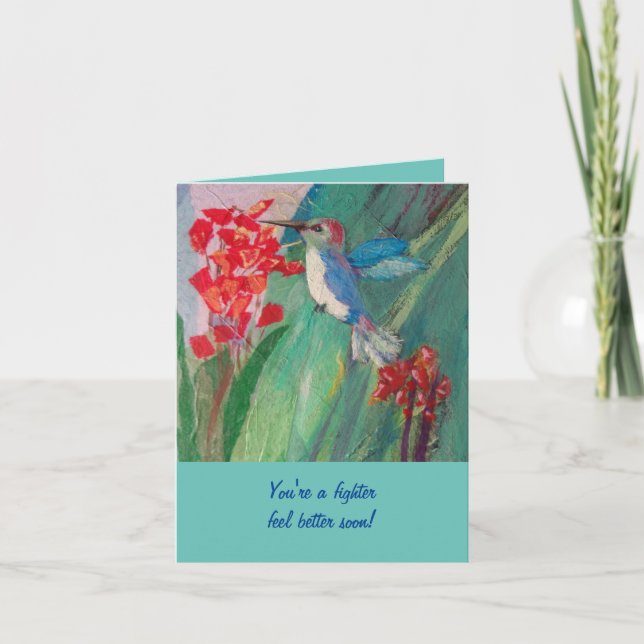 Tarjeta Colibrí que alimenta en el néctar (Anverso)