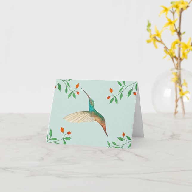 Tarjeta Colibrí y Flores (flor amarilla)