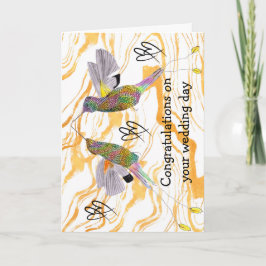 Tarjeta Colibríes cariñosos Felicidades en tu día de boda