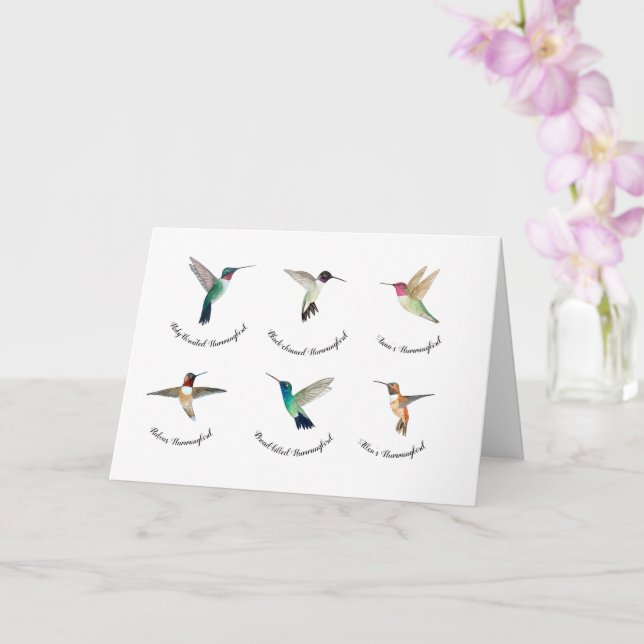 Tarjeta Colibríes norteamericanos   (Orquídea)