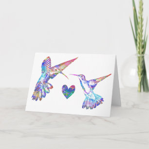 Tarjeta Colibríes y corazón