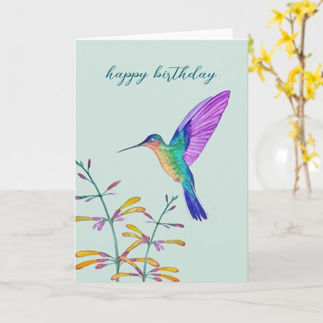 Tarjeta Colibríes y Flores (flor amarilla)