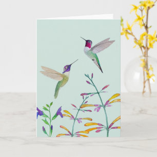 Tarjeta Colibríes y Flores