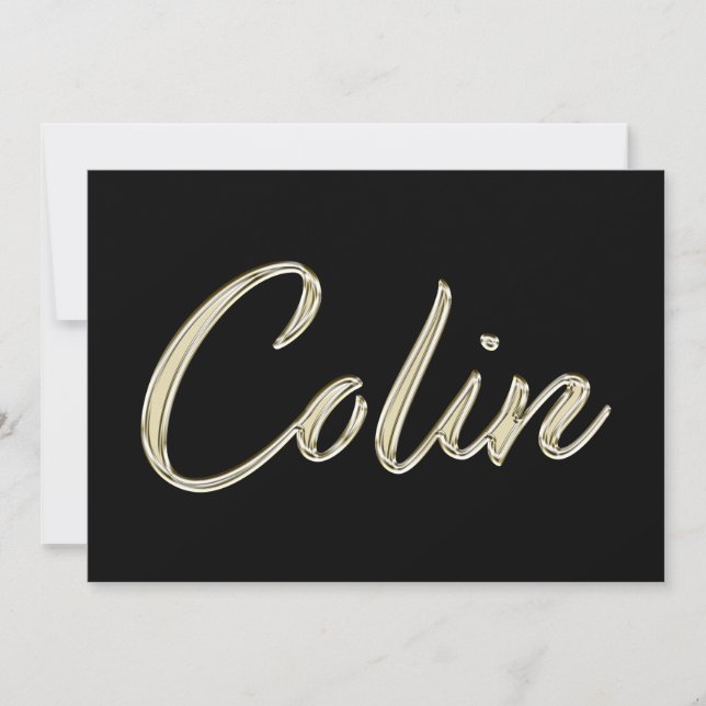 Tarjeta Colin Name white gold Handwriting Karte (Anverso)