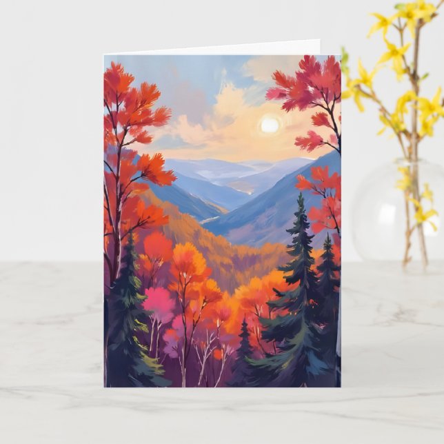 Tarjeta Colinas de otoño | Hojas de otoño Acuarela (flor amarilla)