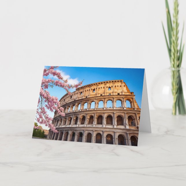 Tarjeta Coliseo de Roma Italia Pintado (Anverso)