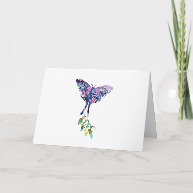 Tarjeta Collage art insectos arte BUTTERFLY XMAS LIGHTS (Anverso)