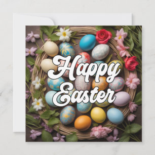 Tarjeta Collage artístico de huevos de pascua