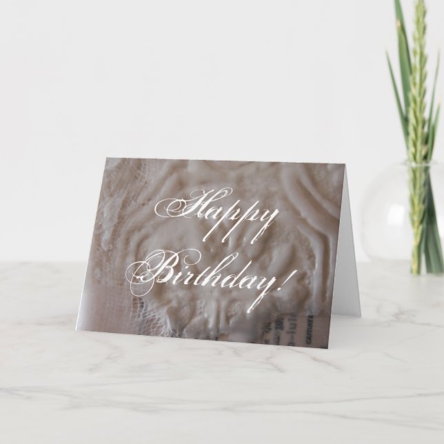 Tarjeta Collage blanco con cera, ¡Feliz cumpleaños! (Anverso)