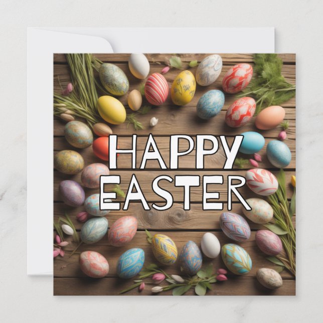 Tarjeta Collage creativo de huevos de Pascua (Anverso)