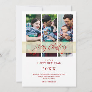 Tarjeta Collage de 3 fotos Navidad letra manuscrita