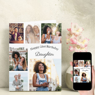 Tarjeta Collage de 6 fotos de cumpleaños para hija de cual