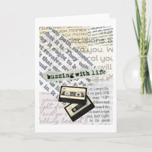 Tarjeta Collage de Cinta Vintage 'Zumbando con Vida'