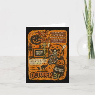 Tarjeta Collage de citas de arte de Halloween vintage octu
